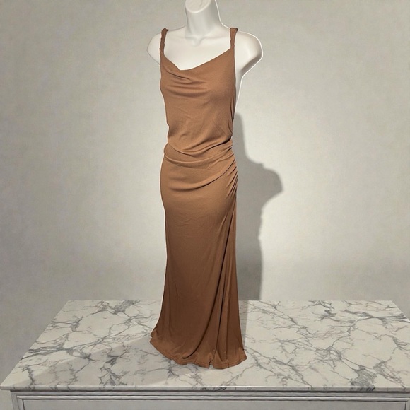Caramel Cowl Neck Maxi Slip Dress NWOT - Picture 2 of 7